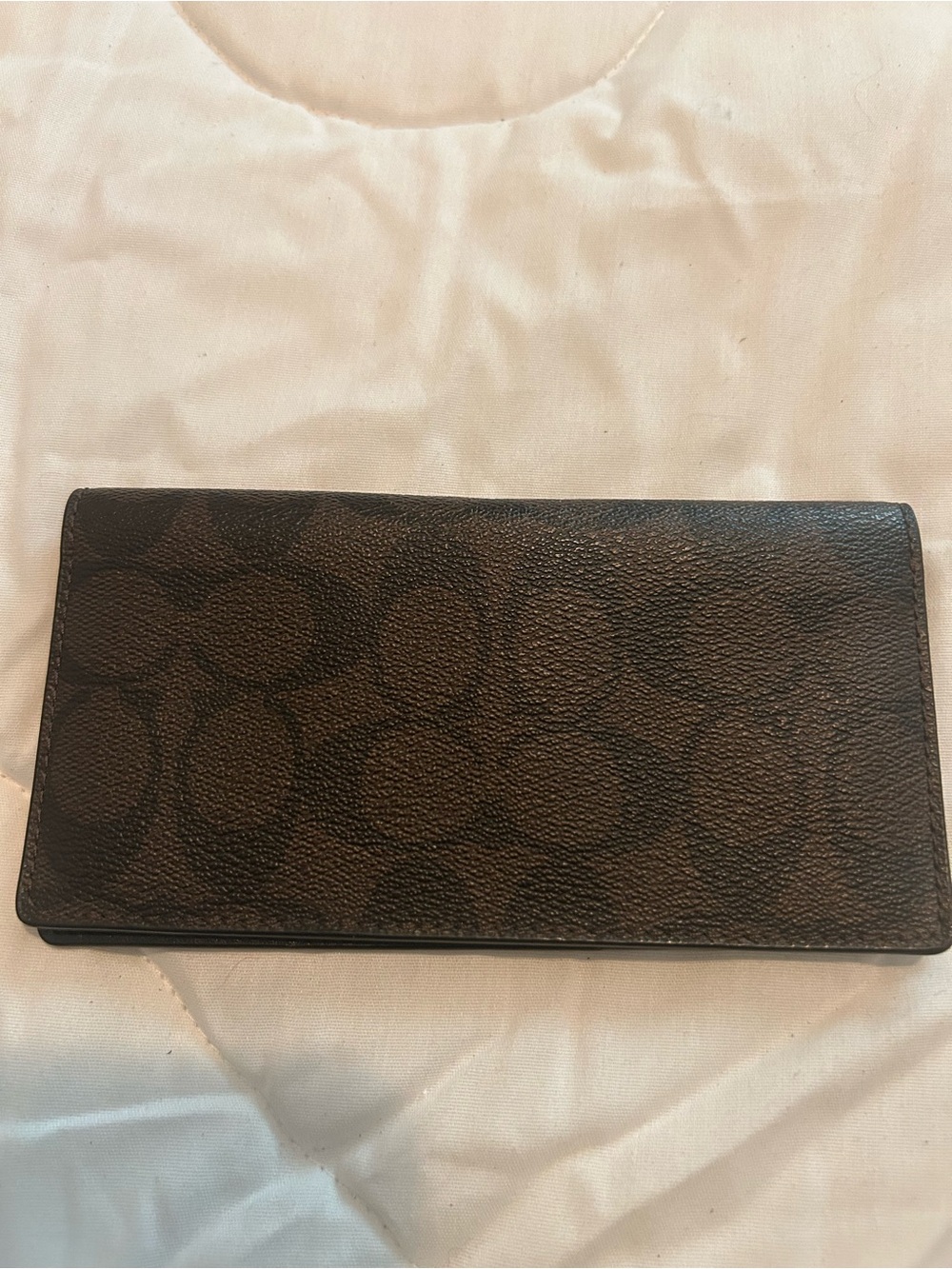 Coach Signature Dark Brown Long Card & Key Holder